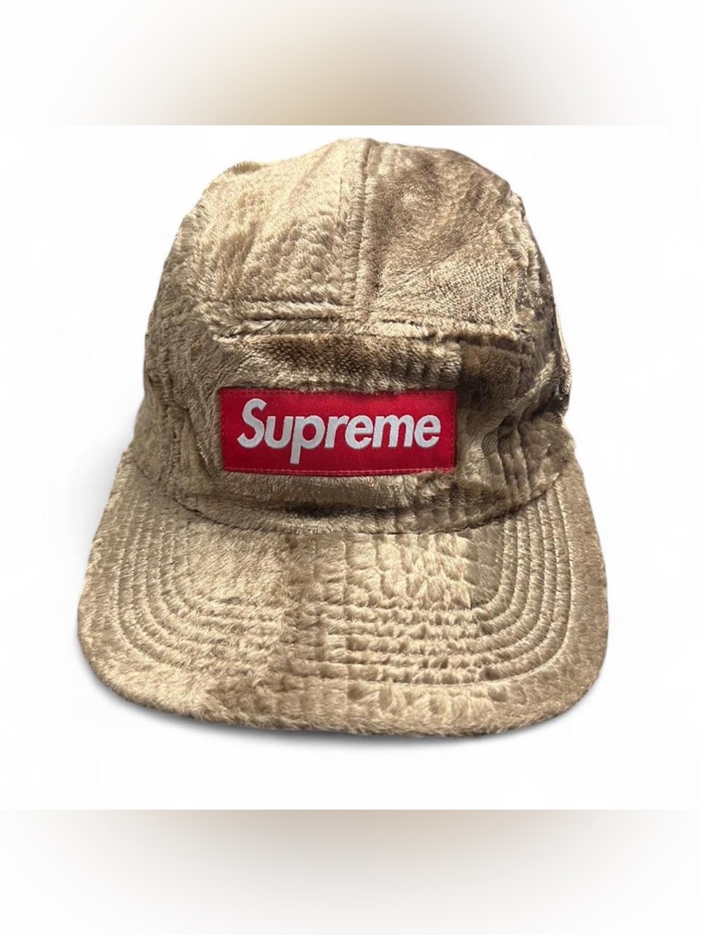 Supreme Croc Embossed Velvet Camp Cap
